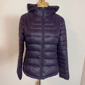 BERNARDO Women's Purple Hooded Down Puffer Jacket Size M PackableWarm